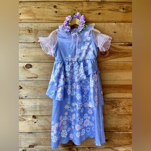 Girls Isabella Costume Lavender Floral Satin Zip Back Ankle Length Dress Size 14